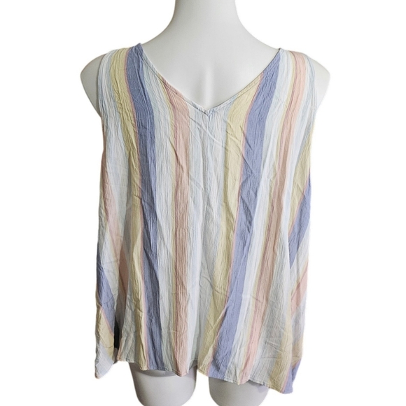 a.n.a Vneck Striped Tank top Pastel colors Size 3X - Picture 6 of 11